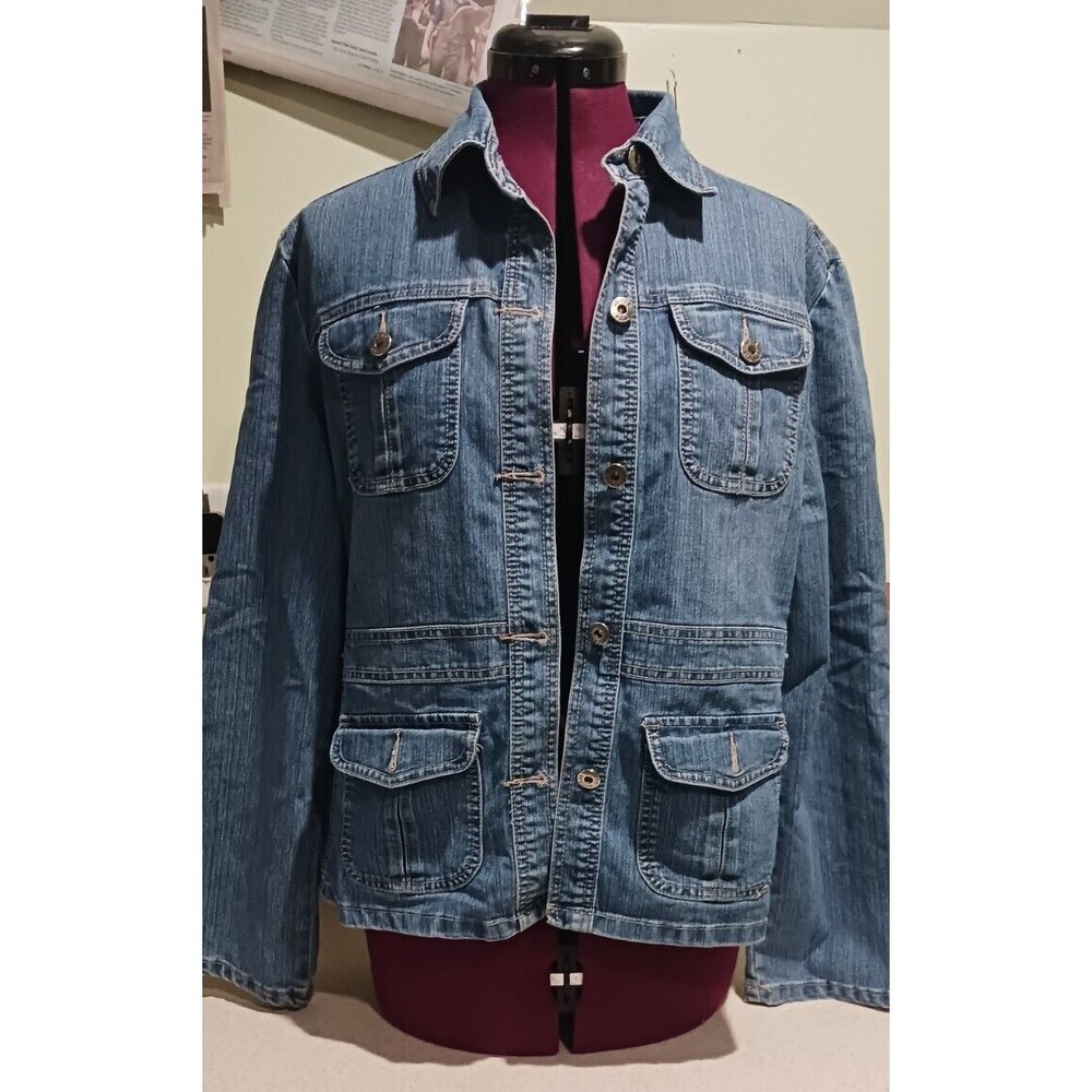 Access Jean AC3998 Womens Blue Denim Jacket Blazer Style Size L (62 characters ✅